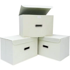 Linen Fabric Foldable Collapsible Storage Cube Bin Organizer Basket Fabric St... - Picture 1 of 7