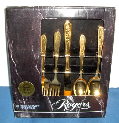 Vajilla Stanley Rogers chapada en oro de 24 quilates 20 piezas #B Foto 1 de 4