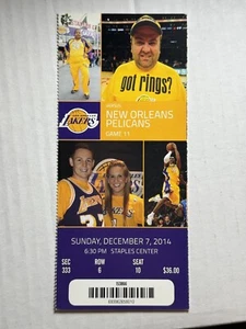 Los Angeles Lakers v Pelicans 12/7/2014 game ticket 8 Anthony Davis Kobe Bryant - Picture 1 of 2