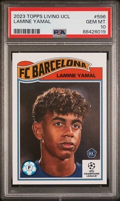 2023 TOPPS LIVING SET UCL #596 LAMINE YAMAL * PSA 10 * GEM RC FC BARCELONA *QTY* - Image 1 of 2