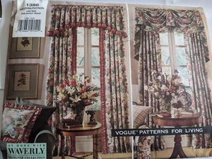 Vogue 1338, 90s Sewing Pattern Swag Shaped Valances Var. & Curtains WAVERLY - Picture 1 of 3