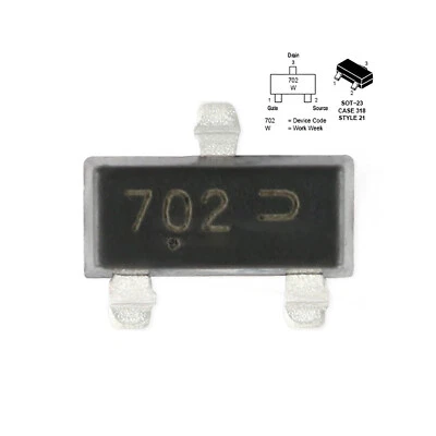10Pcs 2N7002LT1G Transistor 702 SOT-23 N-Channel 60V/115mA SMD Power MOSFET - Image 1 of 4