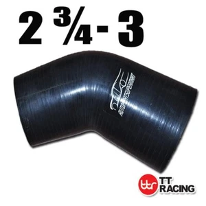 Manguera de unión de codo reductora de silicona de 45 grados de 4 capas 70 mm - 76 mm 2,75"" 3"" negra - Imagen 1 de 6