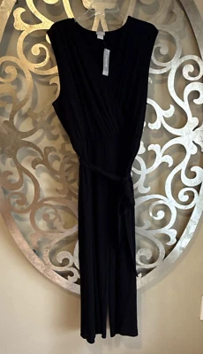 Mono Chico's Negro Slinky Talla 4/2XL/20 Sin Mangas Corbata Pierna Ancha NUEVO NUEVO CON ETIQUETAS Foto 1 de 4