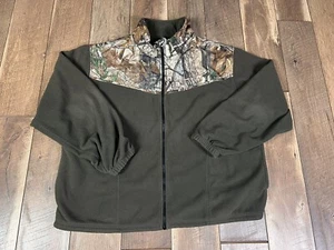 Realtree Jacket Mens 2XL XXL Brown Green Camo Fleece Coat 1/4 Zip Hunting Hunter - Picture 1 of 14