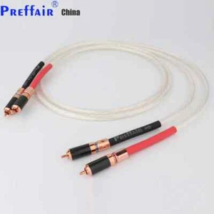 Pair Silver Plated Hi-end Audio RCA Cable Rose Gold Plated Connector Signal Wire - Picture 1 of 5
