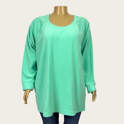 Sudadera Pullover Danskin Mujer Plus 4X 26W 28W Verde Menta Polar Cuello Redondo Foto 1 de 4