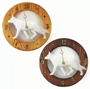 German Shepherd Wood Clock Wht - Picture 1 of 1