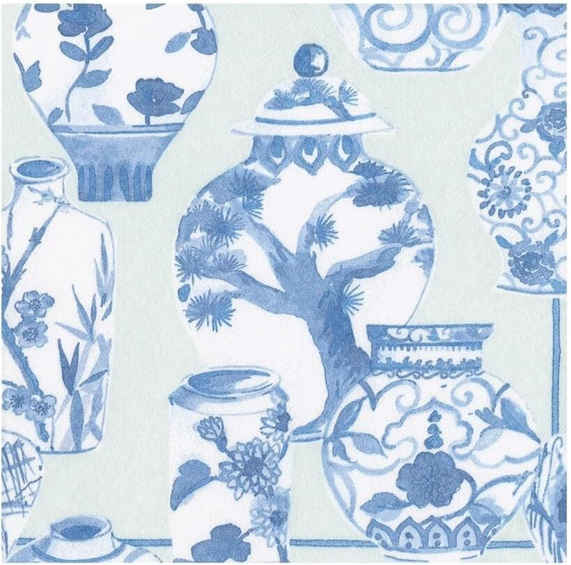 Бумажные льняные обеденные салфетки Caspari, глазурованный фарфор Celadon — 2 упаковки — 18340LG - Изображение 1 из 4