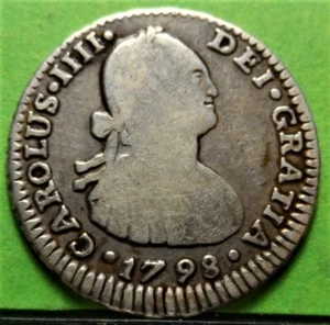 Escaso, CARLOS IIII, 1 Real, 1798 SANTIAGO -DA, ESPAÑOL COLONIAL, Plata - Imagen 1 de 2