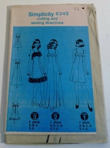 Vintage 1974 Simplicity Uncut Pattern 6345 Size 12 Dress No Envelope - Picture 1 of 2