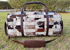 Bolso de Lona de Cuero de Vaca Grande Viaje Fin de Semana Noche Navidad Bolso para Mujer - Imagen 1 de 7