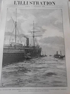 Radierung 1889 - Die brasilianische Revolution Ankunft des Kaisers Dom Pedro - Bild 1 von 1