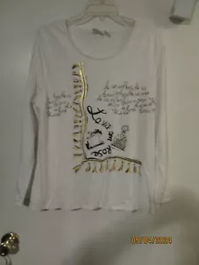 Zenergy by Chico's White "La Vie En Rose" LS Top - Size 3 - Picture 1 of 10