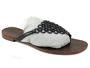 Boutique 9 Women's Pinky Thong Sandals with Interlocking Metal Rings Black 7 M - Picture 1 of 7