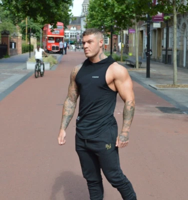 Hooded Gym Vest Mens Sleeveless T-Shirt - Image 1 of 4