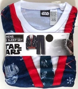 STAR WARS Holiday Pajama Set Shirt Pants Blue NEW Men's XXL Disney PJs *SALE* - Picture 1 of 4