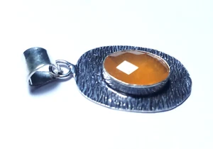 Orange Onyx Handmade Gemstone Jewelry Pendent Carat 30 S 1.5 Inches - Picture 1 of 5