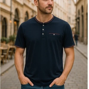 Ted Baker London Henley Shirt Short Sleeve Casual Top Button Detail Size 6 - Picture 1 of 11