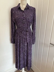 ICHI ladies Purple Animal Print MIDI Shirt Dress Size Eur 40 - Picture 1 of 10