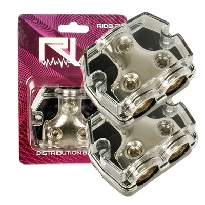 0 Gauge Distribution Block 0 4 Gauge Out Car Audio Power Ground RI Audio 2 Pack - Image 1 of 4