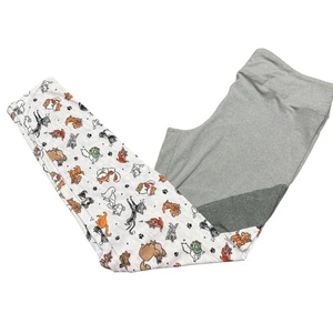 Disney Leggings Women Size Medium Cats Soft Grey White Purple Fall Winter - Picture 1 of 8