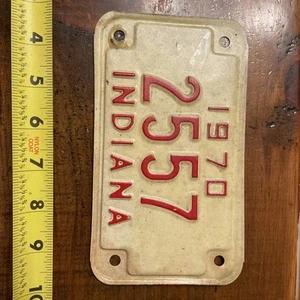 Indiana 1970 MOTORCYCLE License Plate 2557 - Picture 1 of 2