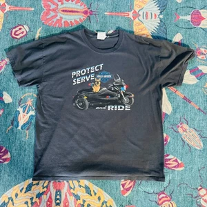 Harley Davidson Protect & Serve Sidecar Police Dog Tee Shirt Thunder Road Sz XL - Picture 1 of 13