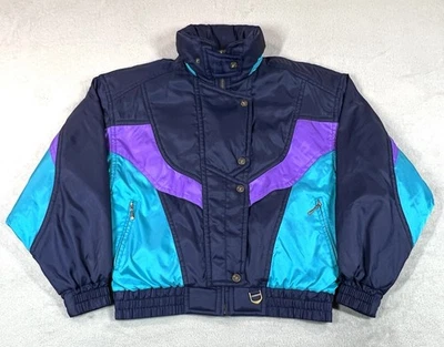 Vintage Descente Ski Jacket Women’s 12 Blue Teal Retro 80s Snow Winter Coat - Image 1 of 4