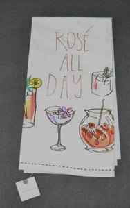 Toalla de té Anthropologie Rose plato de vino todo el día Stephanie DeAngelis nueva con etiquetas - Imagen 1 de 7