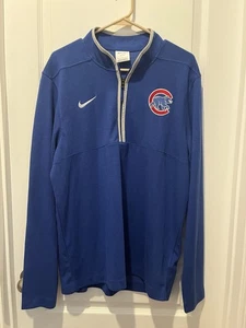 Nike Chicago Cubs Mens L Blue 1/4 Zip Dri-Fit Pullover Baseball MLB LS Shirt - Picture 1 of 7