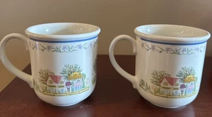 Set of 2 1995 Fine Porcelain Lenox Village Dinnerware Pattern Mugs Coffee Cups - Picture 1 of 10