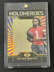 2024 Panini Illusions Xavier Worthy 07/10 GOLD CASE HIT HoloHeroes RC KC Chiefs - Picture 1 of 6