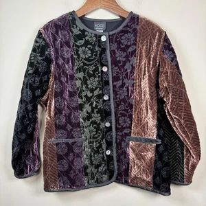 Koos of Course Art to Wear Silk Blend Velvet Burnout Quilted Jacket 1X Boho - Picture 1 of 14