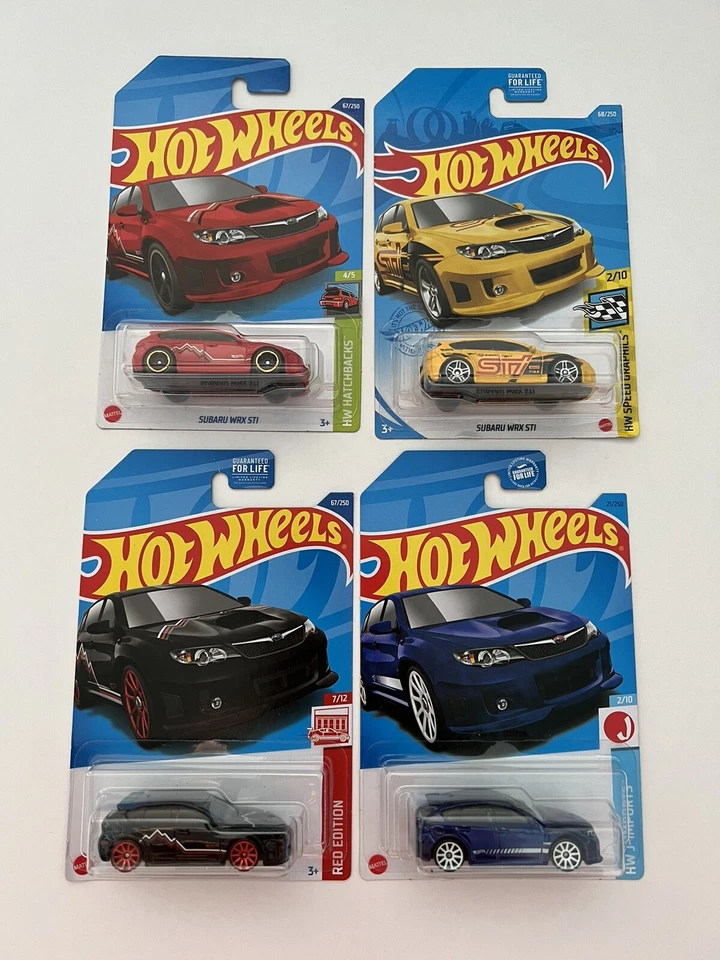 Hot Wheels SUBARU WRY STI Lot Of 4 Colors Variants - Image 1 of 1