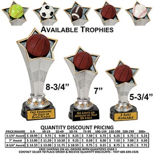 Rising Star Trophy All Sports - Free Custom Plaque - Basketball Football Soccer - Picture 1 of 6