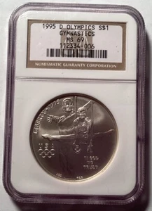 1995 D Olympics Gymnastics Liberty Dollar - Picture 1 of 2