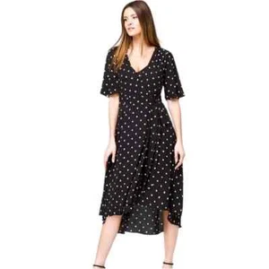 White House Black Market Black Polka Dot Dress Medium - Picture 1 of 21