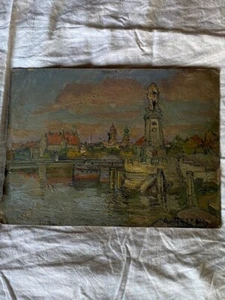 Dipinto dipinto a olio vista città ritratto oil painting Lindau immagine Lago di Costanza - Foto 1 di 7