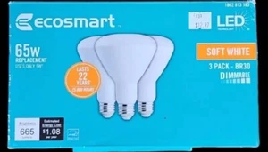 (3-Pack) Ecosmart 65W Equivalent DAYLIGHT BR30 Dimmable Indoor LED Light Bulbs - Picture 1 of 2