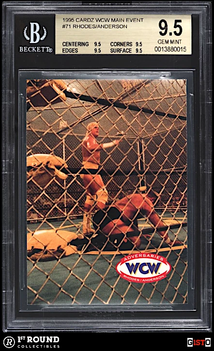 POP 1: Dustin Rhodes BGS 9.5: 1995 CARDZ WCW Main Event Rookie Year Gisto #71 - Image 1 of 3