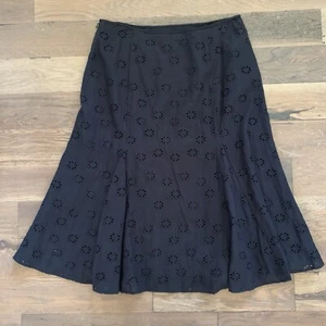 Nine & Co Black Eyelet Cotton Skirt Size 8 - Picture 1 of 7