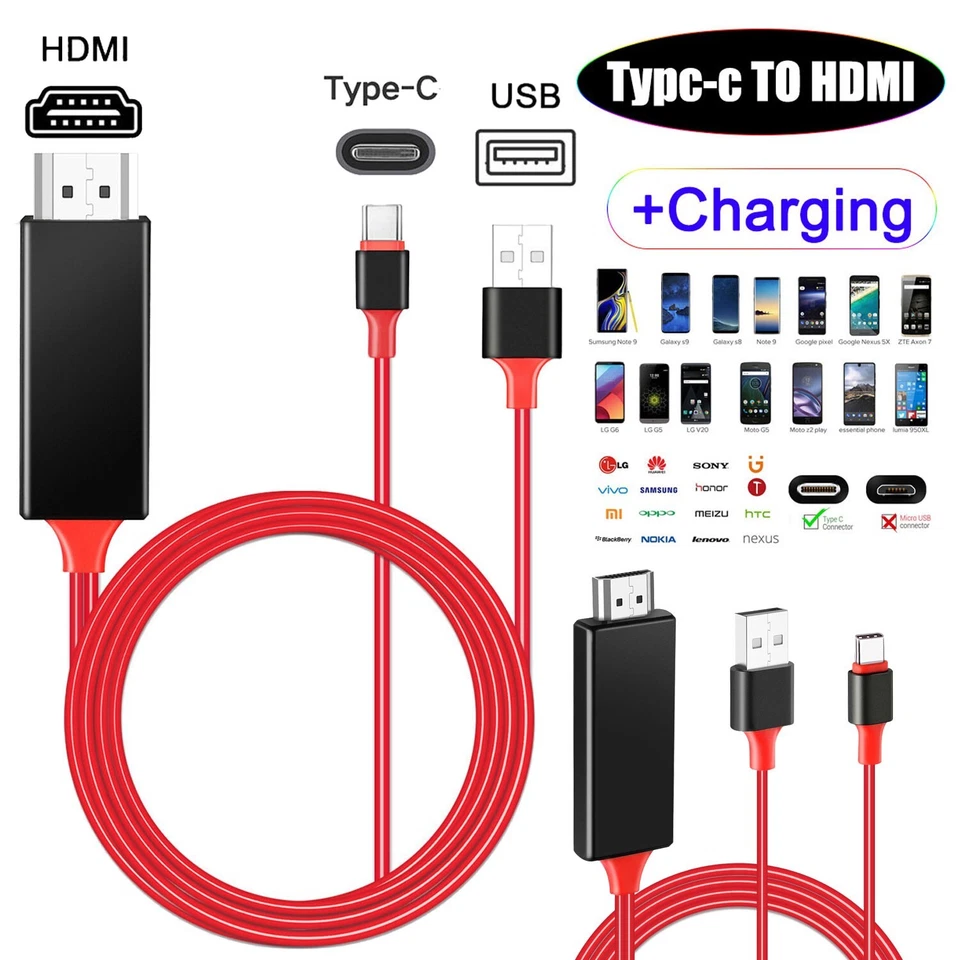 Type C USB-C to HDMI HDTV Adapter Cable 4K For Samsung S25 S24 S23 S21 S10 Note8 - Image 1 of 4