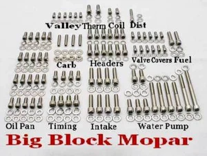 MOPAR ENGINE BOLTS KIT BIG BLOCK 383 400 413 426 WEDGE 440 STAINLESS STEEL ALLEN - Bild 1 von 2