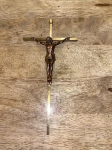 Vintage 10” INRI copper jesus cross crucifix figure  - Picture 1 of 5