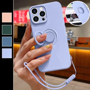 iPhone 16 15 Pro Max 14 12 13 11 8 XR Case Ring Stand Holder Silicon Phone Cover - Picture 1 of 19