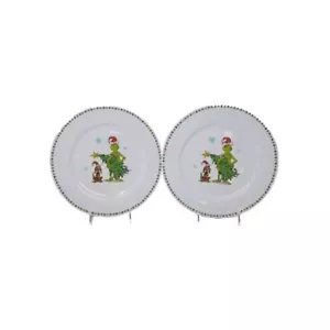 DR.SEUSS HOW THE GRINCH STOLE CHRISTMAS DINNER PLATES SET OF 2 2024 MAX AND TREE - Picture 1 of 4