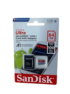 kQ SanDisk microSDXC 64 GB Ultra 100 MB/s Speicherkarte SDSQUAR-064G-GN6MA (507) - Bild 1 von 1