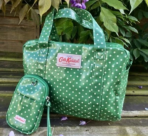 Genuine CATH KIDSTON Grab a Bag & Wrist Pouch, Polka Dot Green *GREAT CONDITION* - Picture 1 of 16