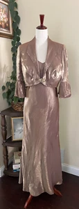 Alex Evenings Petite Gold Maxi Dress and Jacket Set sz 10P - Picture 1 of 16